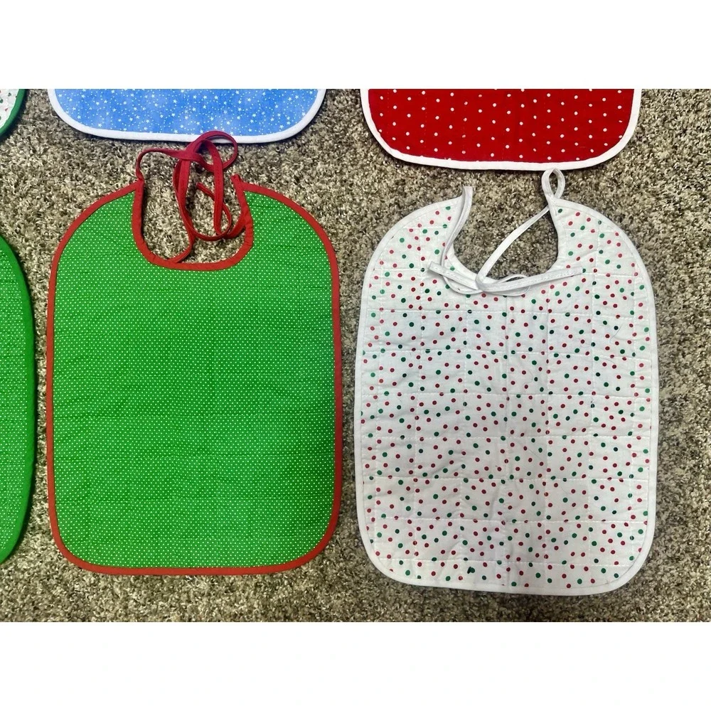 Lot Of‎ 6 Quilted Handmade Christmas Baby Bib  Large Size 12